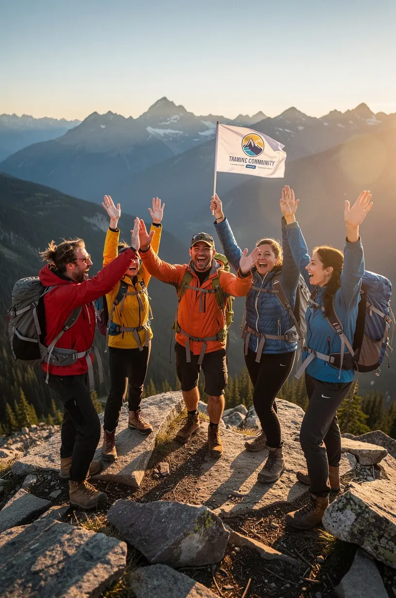 Group of diverse travelers bonding during a meetup.